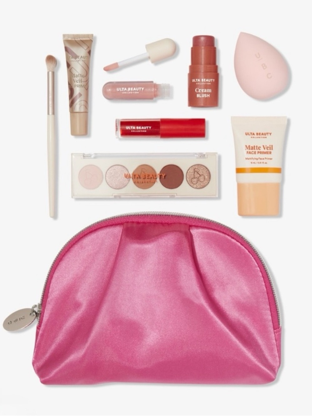 Sealed Ulta Beauty Hot Pink Zip Cosmetic Makeup Pouch w/8 Piece Makeup Bundle